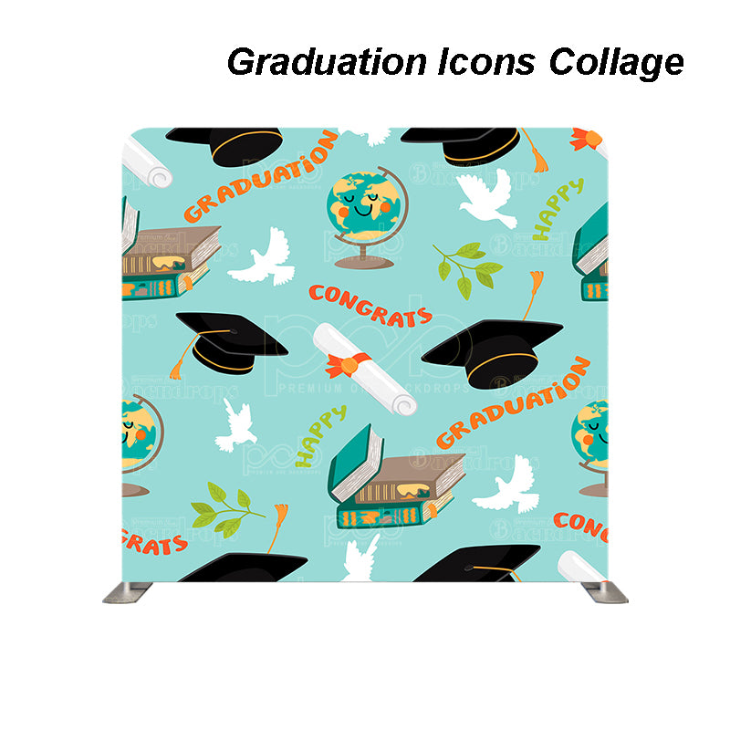 premium one pillowcover backdrops-Graduation Icons Collage