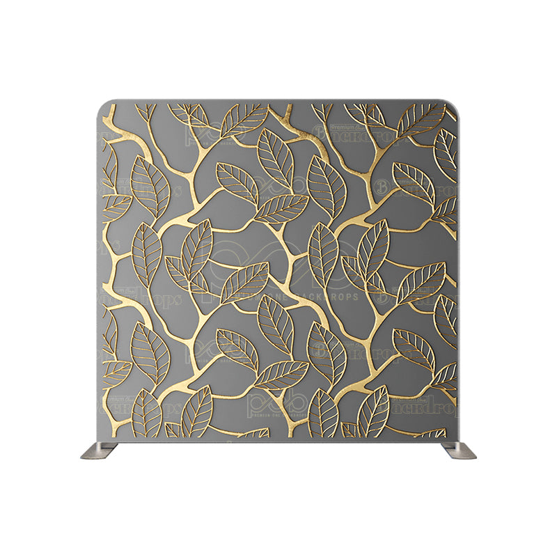 premium one pillowcover backdrops-3d Grey with Gold Leaves