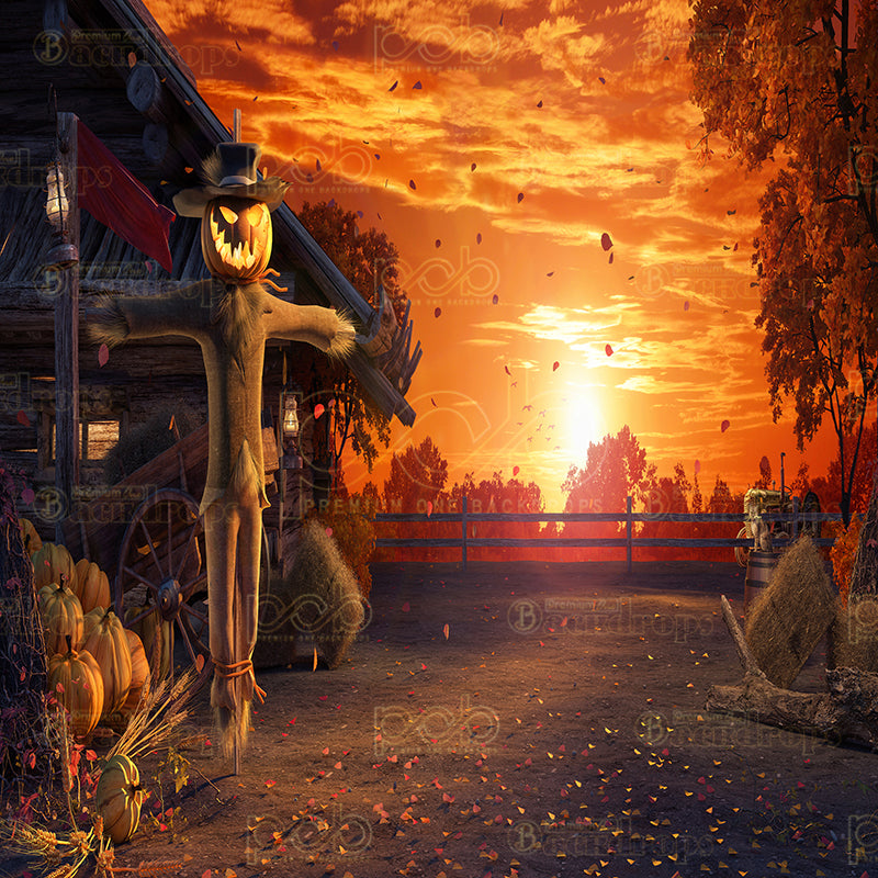 premium one pillowcover backdrops-HALLOWEEN SUNSET