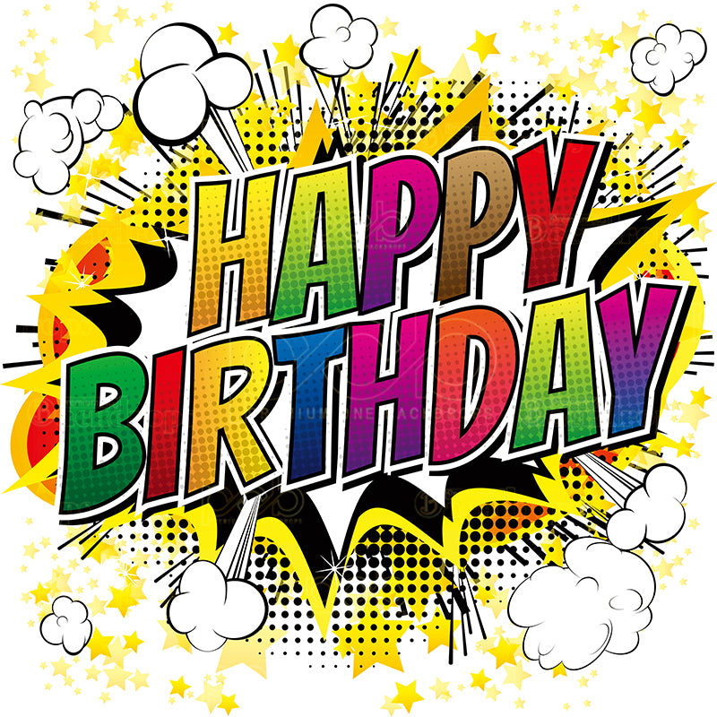 premium one pillowcover backdrops-Happy Birthday Comic