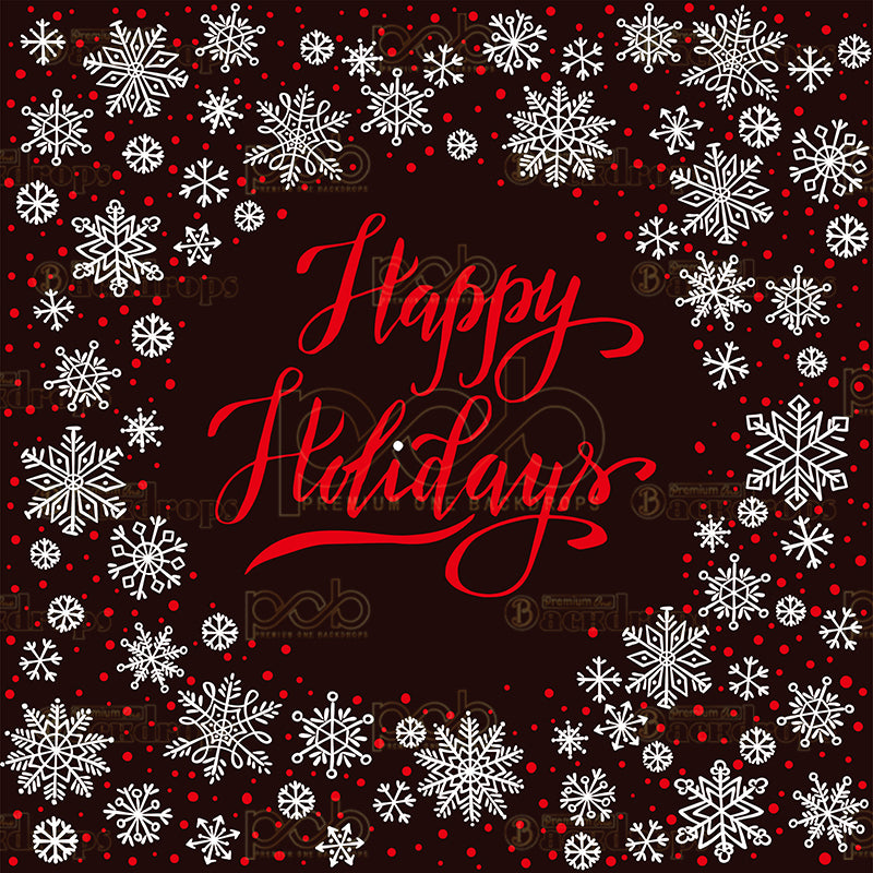 premium one pillowcover backdrops-Happy Holidays Red