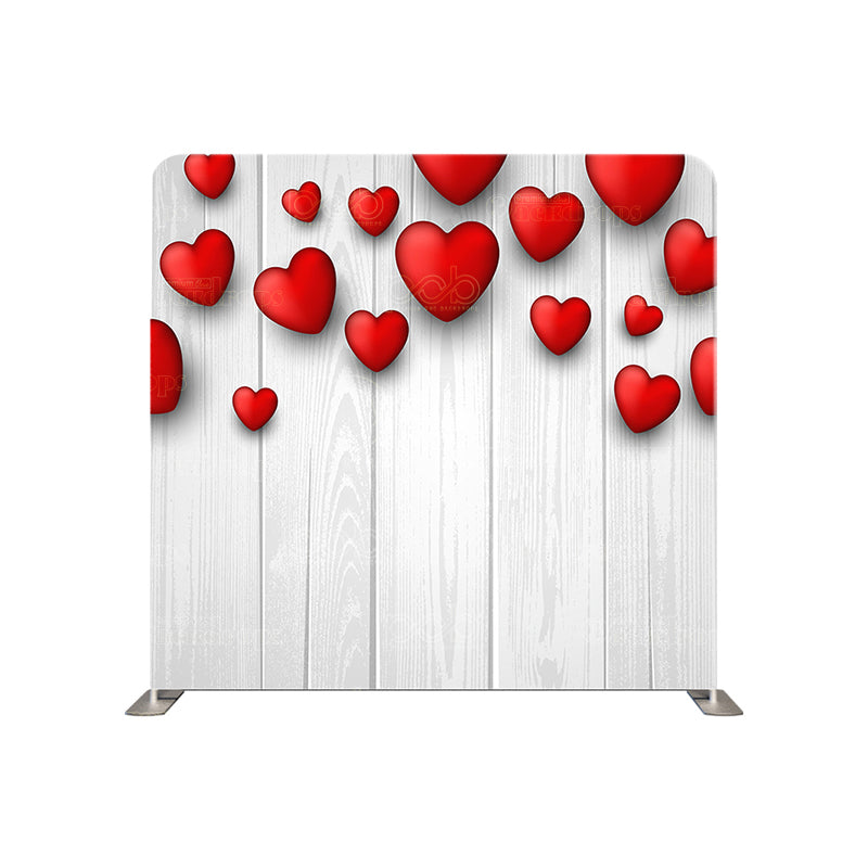 premium one pillowcover backdrops-Red hearts on white wooden walls