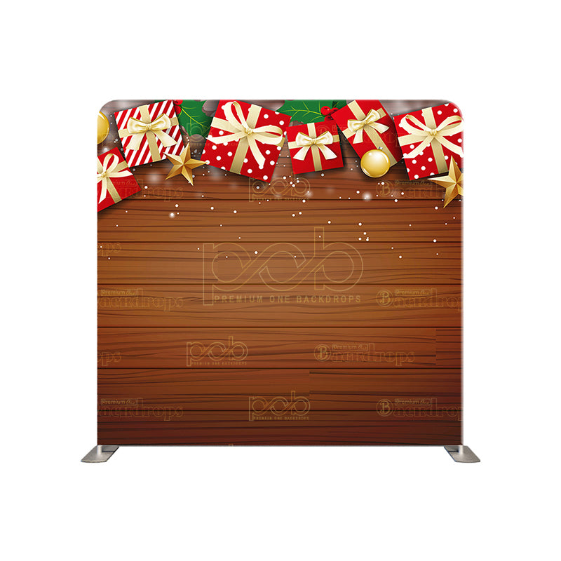 premium one pillowcover backdrops-Christmas gift wooden background wall