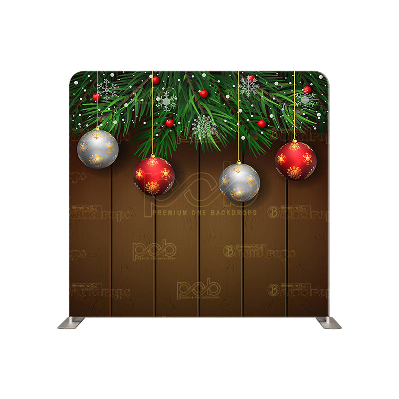 premium one pillowcover backdrops-Christmas winter wooden wall