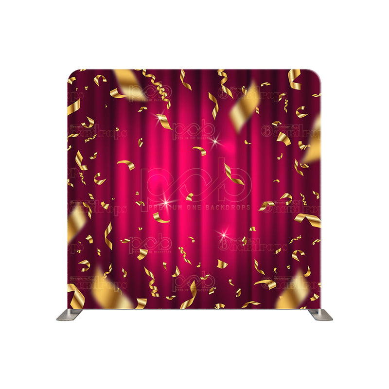 premium one pillowcover backdrops-Red celebration curtain gold