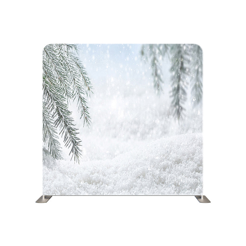 premium one pillowcover backdrops-Holiday Snowy Leaves