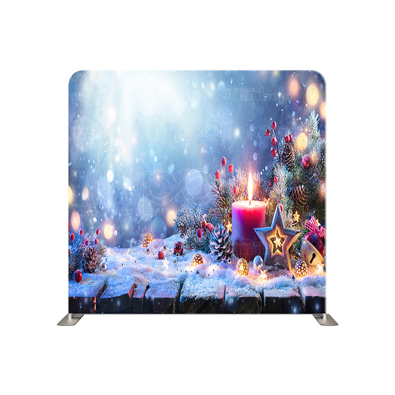 premium one pillowcover backdrops-Red candles in the snow