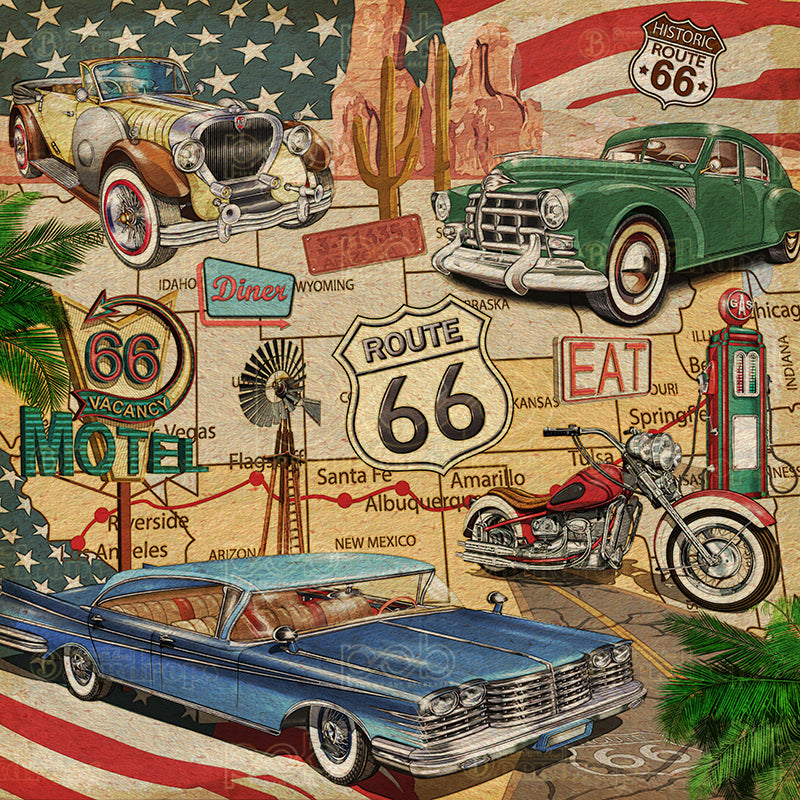 premium one pillowcover backdrops-Kicks On Route 66