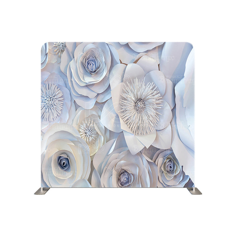 premium one pillowcover backdrops-Light Blue Paper Floral