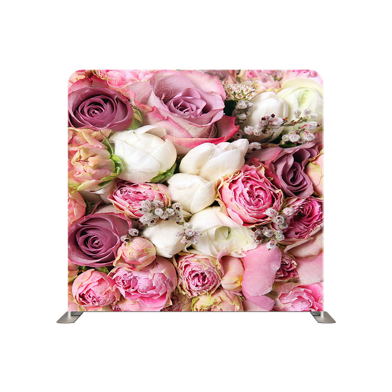 premium one pillowcover backdrops-Pink and white Roses