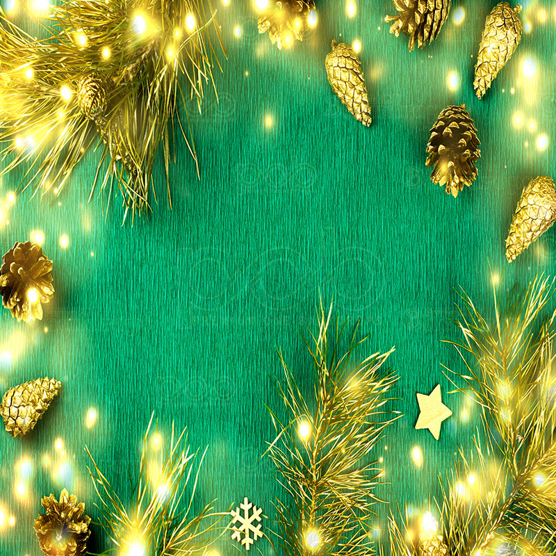 premium one pillowcover backdrops-Light green Christmas border-1