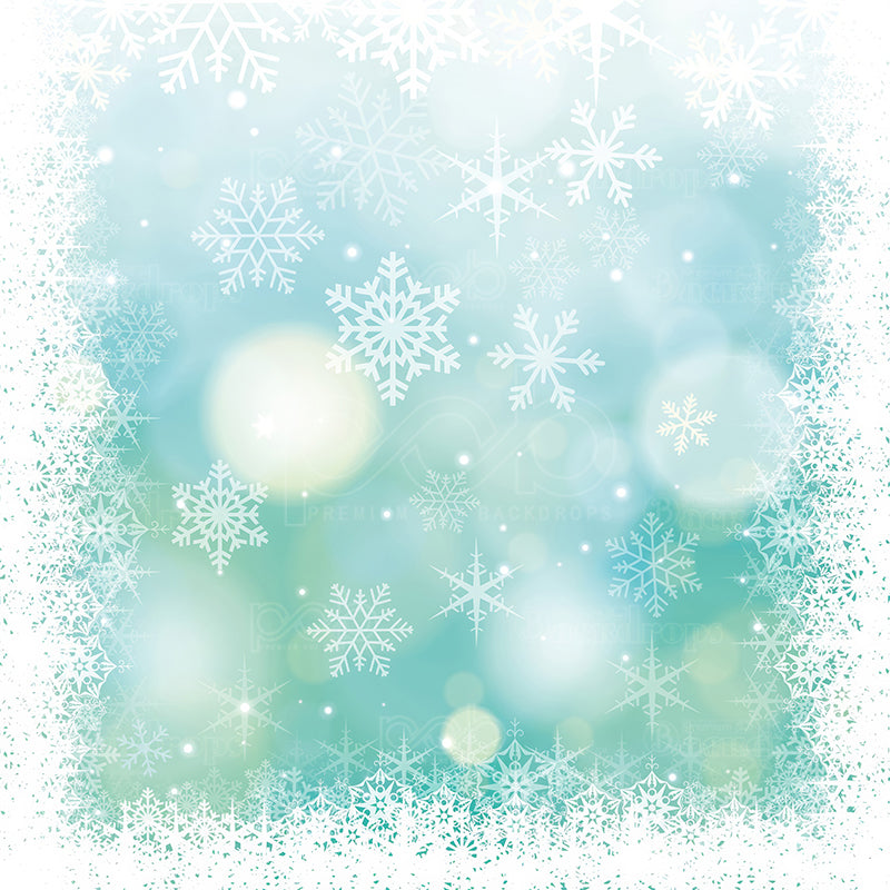 premium one pillowcover backdrops-Light turquoise blue gradie snowflake-1