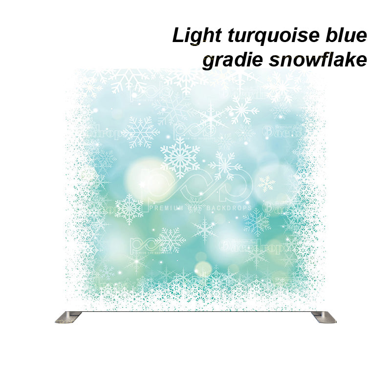 premium one pillowcover backdrops-Light turquoise blue gradie snowflake