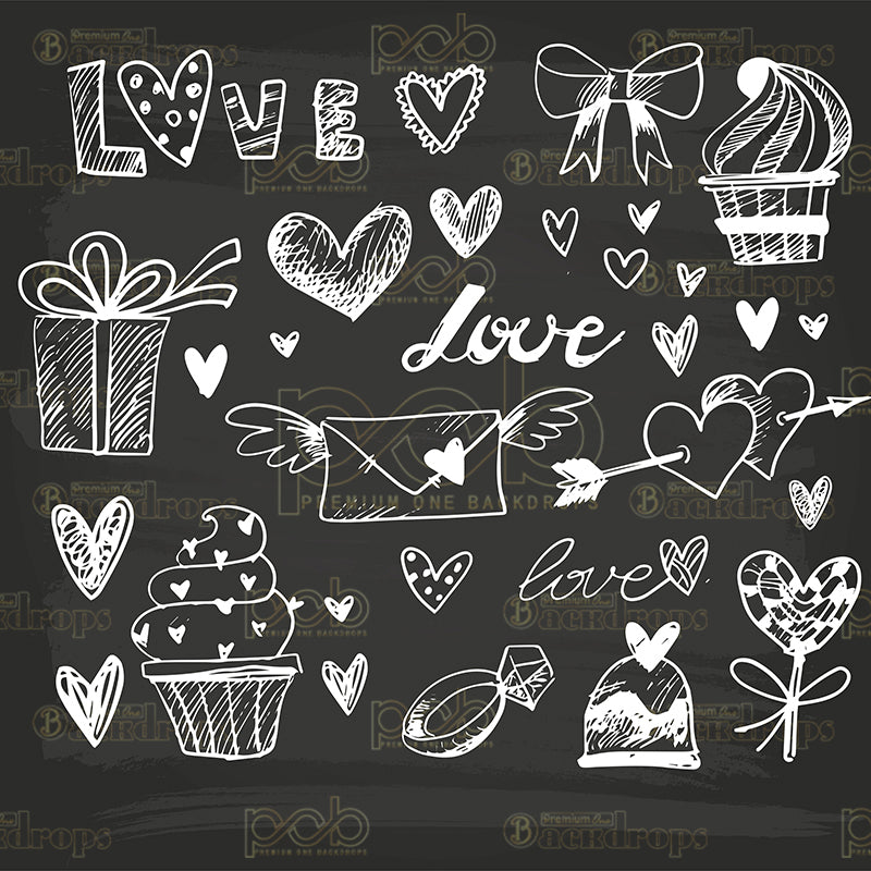 premium one pillowcover backdrops-Love Chalkboard