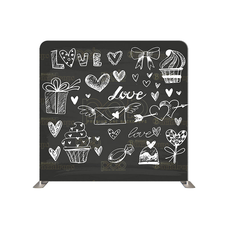 premium one pillowcover backdrops-Love Chalkboard