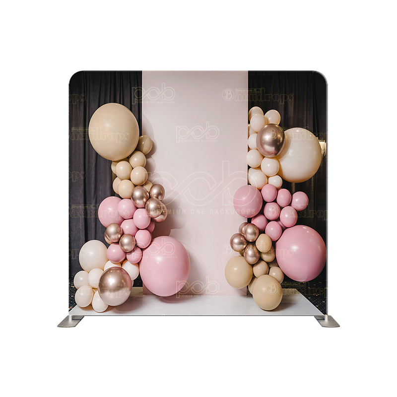 premium one pillowcover backdrops-Matte Brown pink balloons