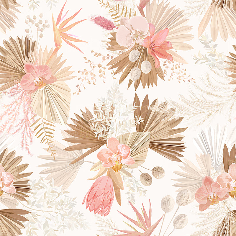 premium one pillowcover backdrops-Modern Boho Pink Gold Floral