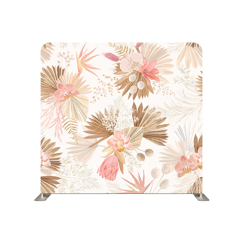 premium one pillowcover backdrops-Modern Boho Pink Gold Floral