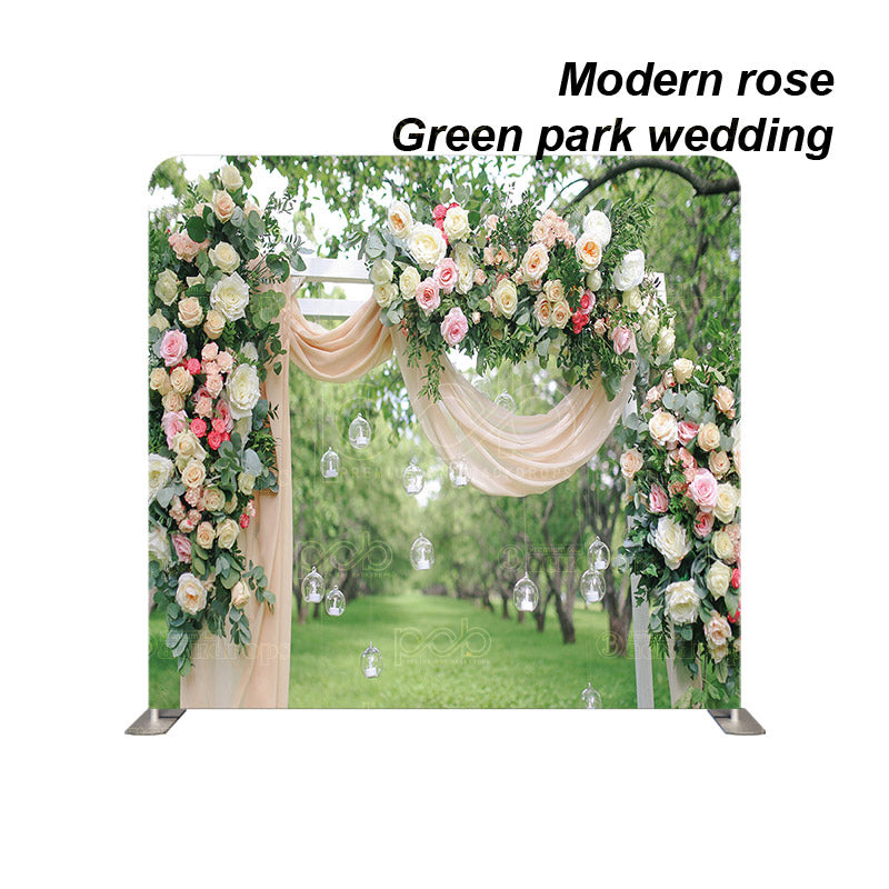 premium one pillowcover backdrops-Modern rose Green park wedding