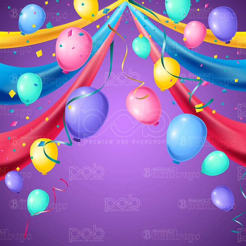 premium one pillowcover backdrops-Multi Balloon Party