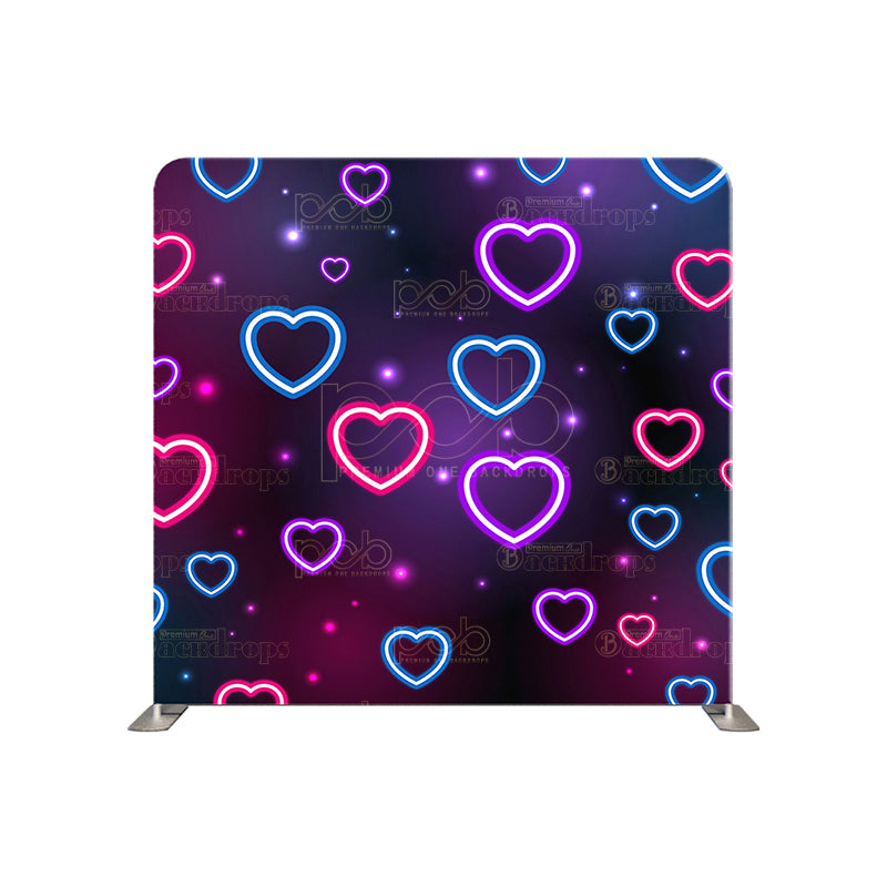 premium one pillowcover backdrops-Neon Lighted Hearts