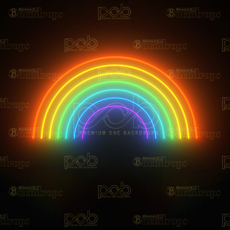 premium one pillowcover backdrops-Neon Rainbow Sign