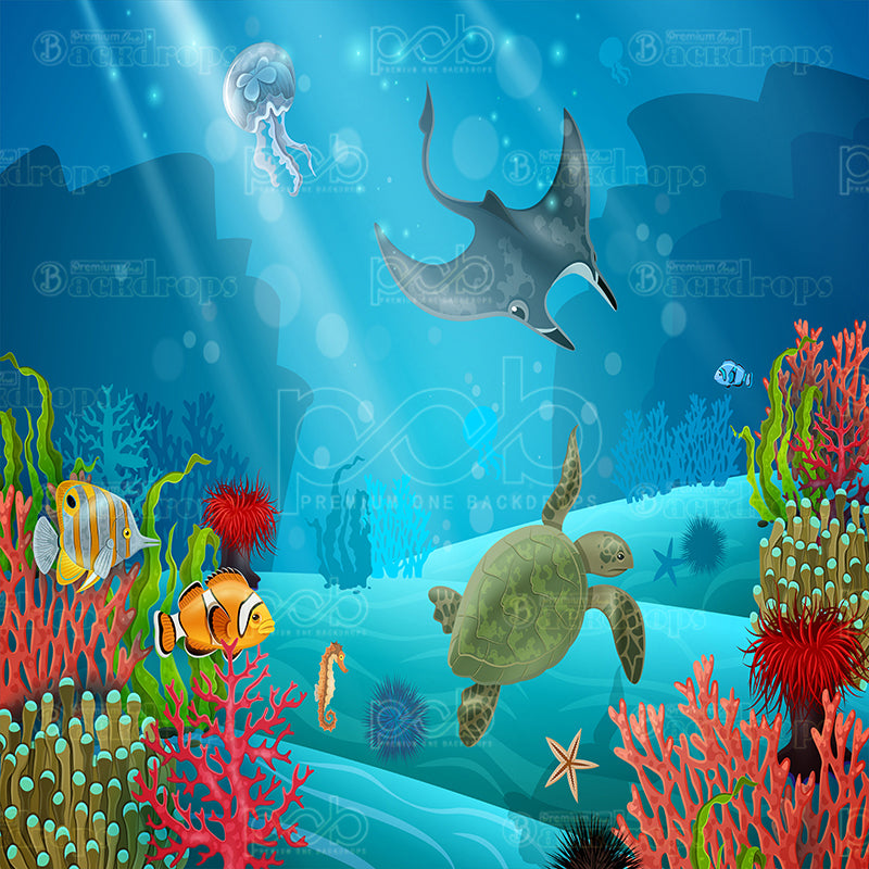 premium one pillowcover backdrops-Ocean Life