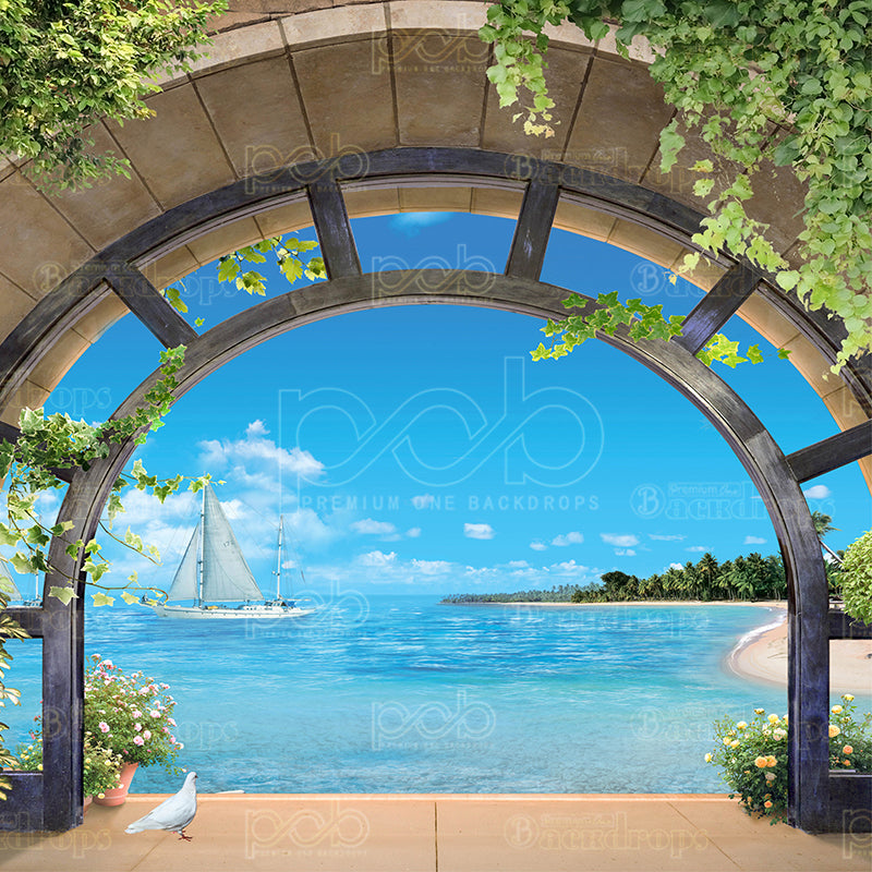 premium one pillowcover backdrops-Ocean View Arch