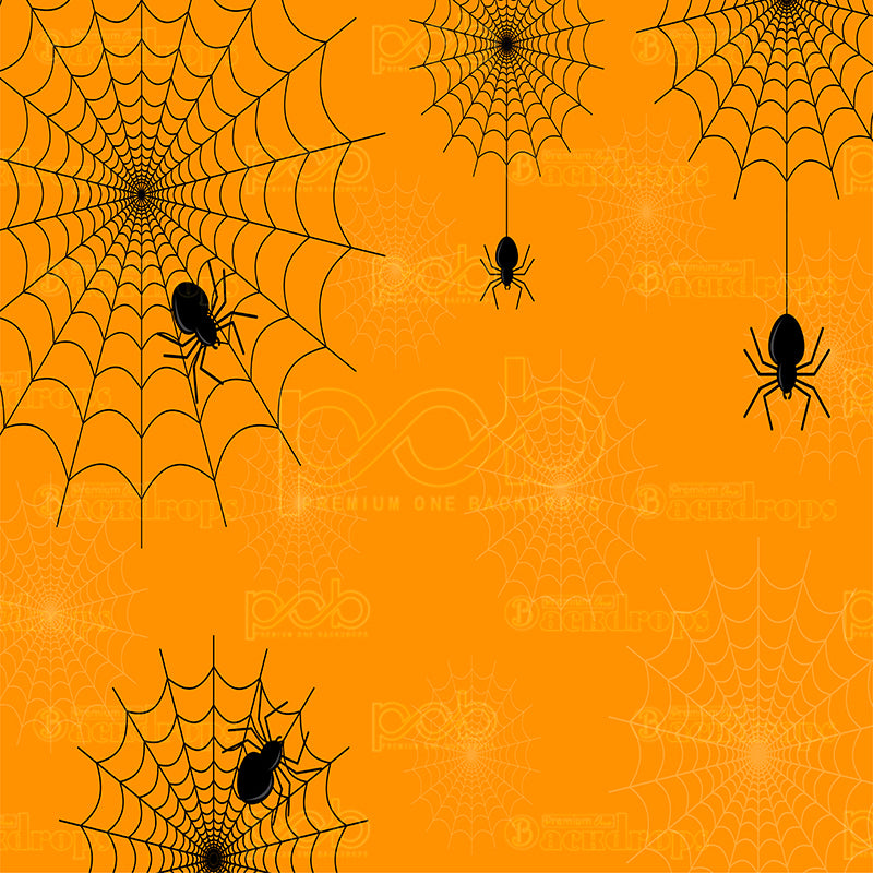 premium one pillowcover backdrops-Orange and Black Webs