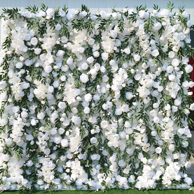 Orchid Willow Leaf White Rose Flower Wall