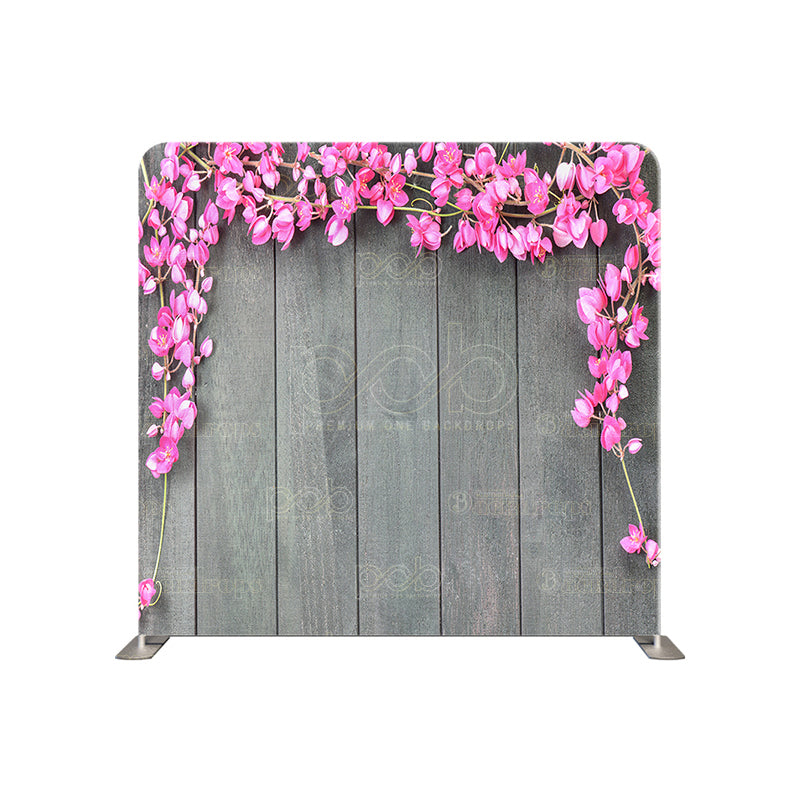 premium one pillowcover backdrops-PINK FLOWERS ON WOOD