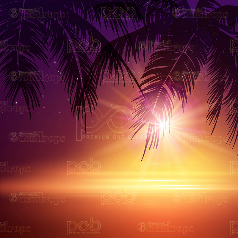 premium one pillowcover backdrops-Palm Sunset