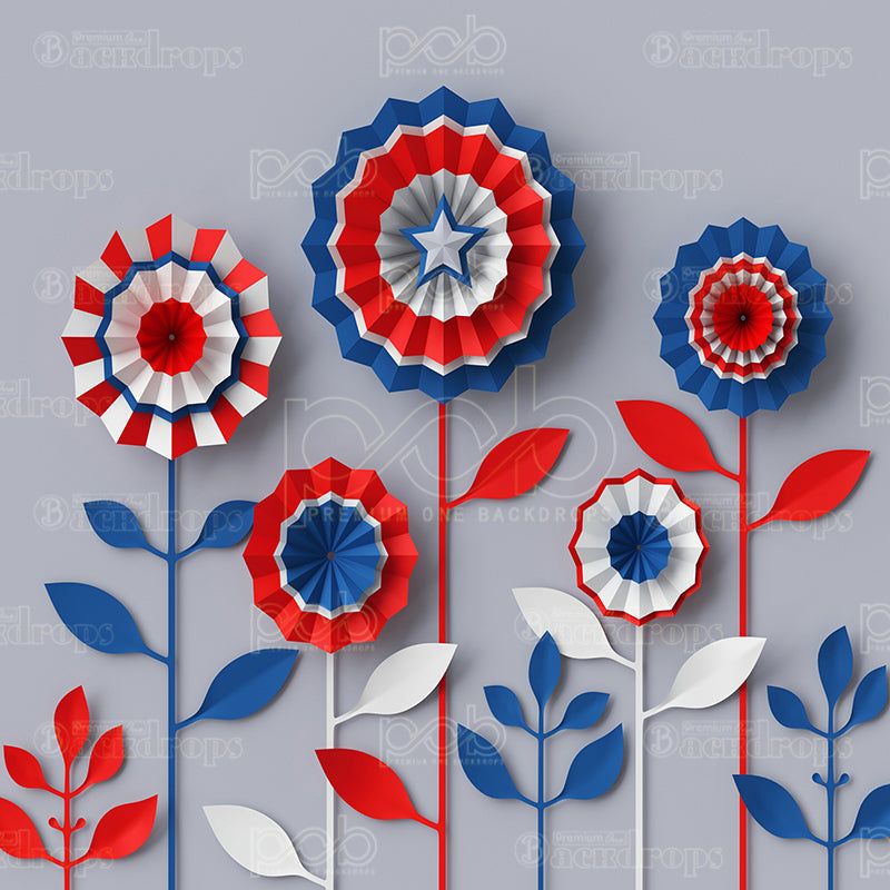 premium one pillowcover backdrops-Patriotic Paper Flowers