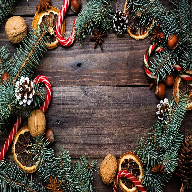 Pillow cover backdrops Vintage_Christmas_Garland-pob-backdrops
