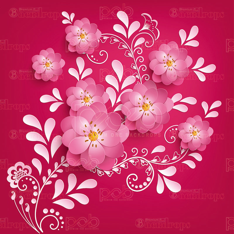 premium one pillowcover backdrops-Pink Flower Swivel