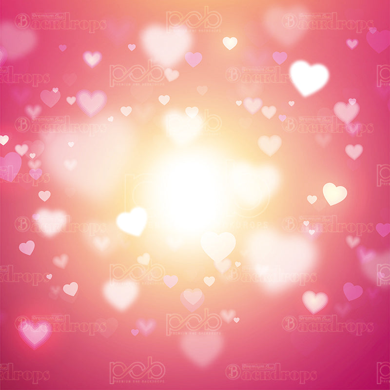 premium one pillowcover backdrops-Pink Heart Bokeh