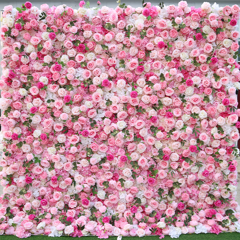 Pink & White Rose Flower Wall