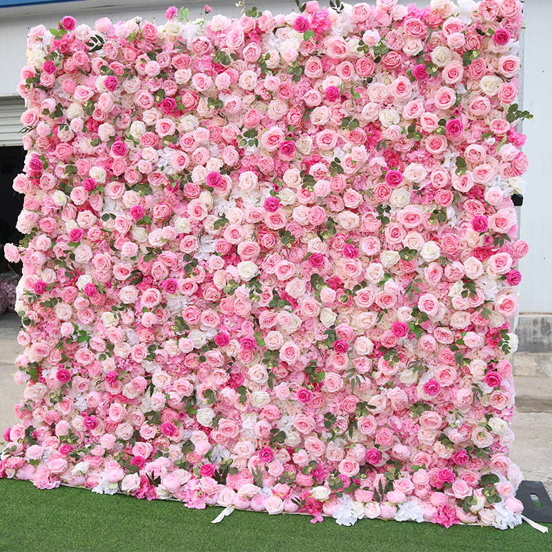 Pink & White Rose Flower Wall