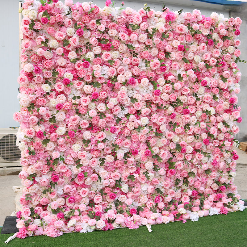 Pink & White Rose Flower Wall