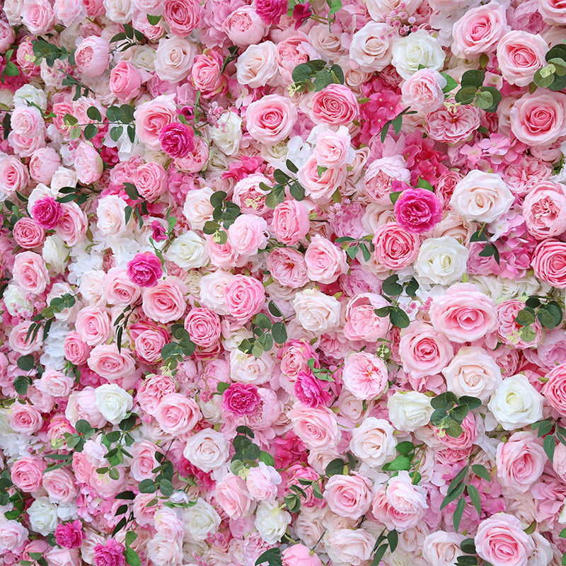 Pink & White Rose Flower Wall