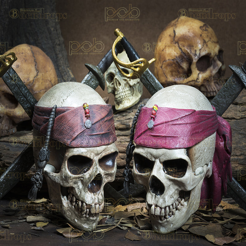 premium one pillowcover backdrops-Pirate Skulls