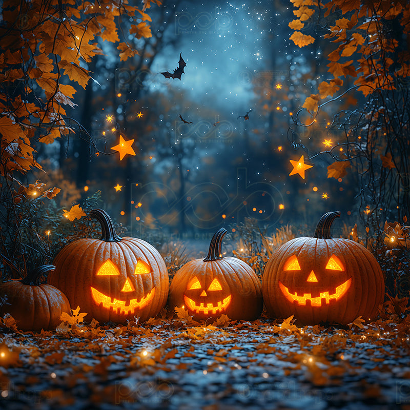 premium one pillowcover backdrops-halloween pumpkin