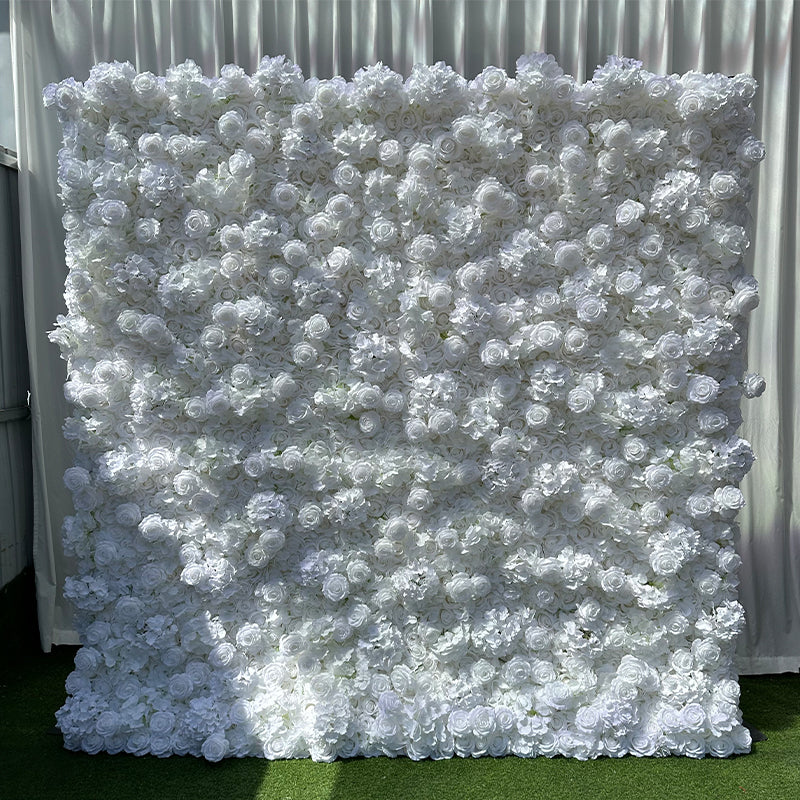 Pure White Rose Flower Wall