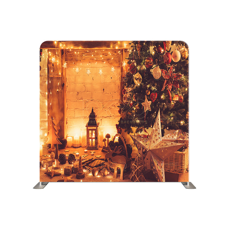 Pillow Cover Backdrop(Pure Christmas Scene W String Lights ( Holiday ))