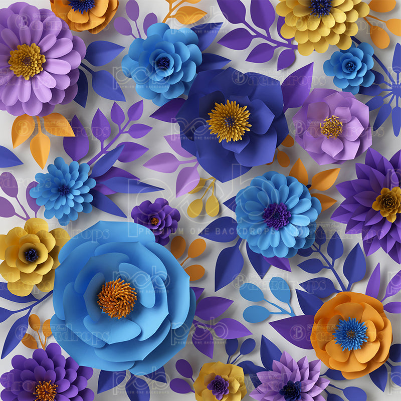 premium one pillowcover backdrops-Purple Paper Floral