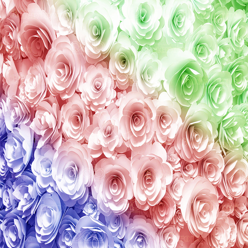 premium one pillowcover backdrops-Rainbow Floral