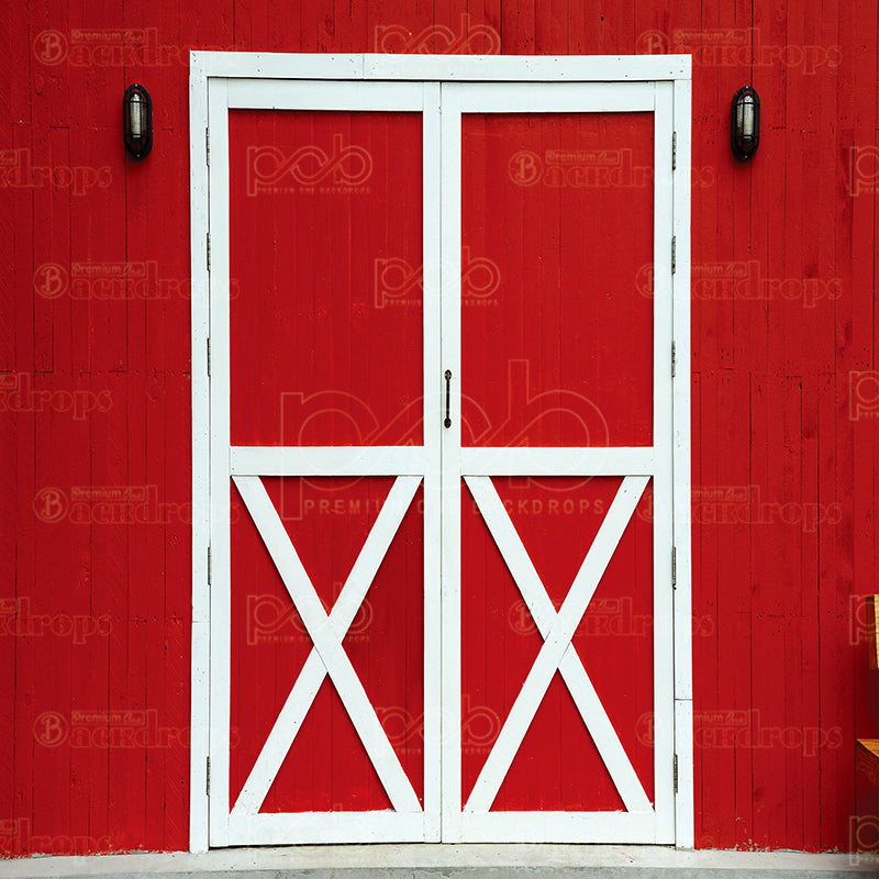 premium one pillowcover backdrops-Red Barn Doors