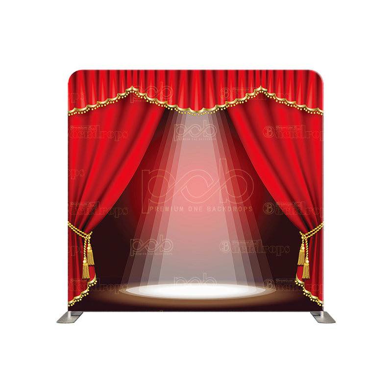 premium one pillow cover backdrops-Red Curtain Spot Light