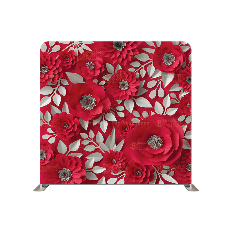 premium one pillowcover backdrops-Red Paper Floral