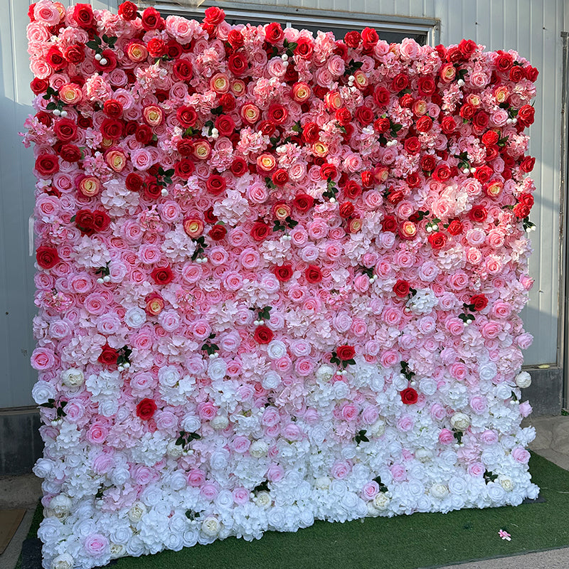 Red & Pink & White Premium Ombre Flower Wall